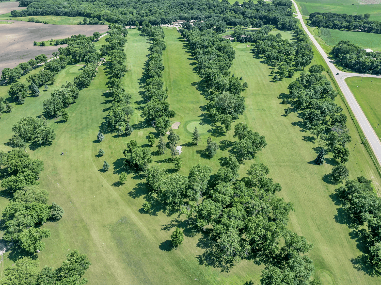 Golf course green in skyview